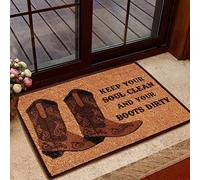 Door Mat Indoor Entrance Porch Welcome Funny Non-Slip Doormat Keep Your Soul Clean And Your Boots Dirty Cowboys Doormat Home Decor Home Decor Housewarming Decor 18X30 Inch