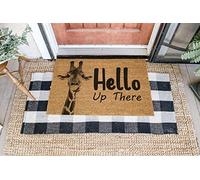Door Mat Indoor Entrance Porch Welcome Funny Non-Slip Doormat Welcome Hello Up There Peeking Giraffe Doormat Home Decor Home Decor Housewarming Decor 24x16 Inch