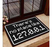 Door Mat Indoor Entrance Porch Welcome Funny Non-Slip Floor Mat Black and White Doormat Home Decor There's No Place Like 127.0.0.1 Home Decor Housewarming Decor 23.6x15.7 Inch