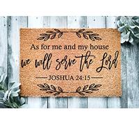 Door Mat Indoor Entrance Porch Welcome Funny Non-Slip Floor Mat Doormat Home Decor As for Me and My House We Will Serve The Lord Home Decor Housewarming Decor 23.6x15.7 Inch