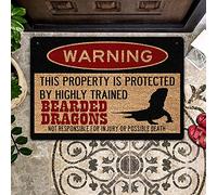 Door Mat Indoor Entrance Porch Welcome Funny Non-Slip Floor Mat Doormat Home Decor Warning This Property Is Protected By Highly Trained Bearded Dragons Home Decor Housewarming Decor 23.6x15.7 Inch