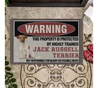 Door Mat Indoor Entrance Porch Welcome Funny Non-Slip Floor Mat This Property is Protected by Highly Trained Jack Russell Terrier Doormat Home Decor Housewarming Decor 23.6x15.7 Inch