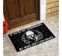 Door Mat Indoor Entrance Porch Welcome Funny Non Slip Rugs If You're Not Headbanging My Music Isn't Loud Enough Skull Doormat Home Decor Home Decor Housewarming Decor 23.6x15.7 Inch