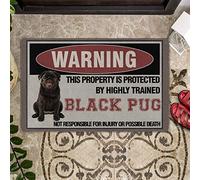 Door Mat Indoor Entrance Porch Welcome Funny Non Slip Rugs This Property Is Protected By Highly Trained Black Pug Doormat Home Decor Housewarming Decor 30x18 Inch