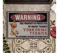 Door Mat Indoor Entrance Porch Welcome Funny Non Slip Rugs This Property Is Protected By Highly Trained Golden Yorkshire Terrier Doormat Home Decor Housewarming Decor 24x16 Inch