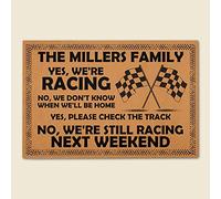 Door Mat Indoor Entrance Print Welcome Flannel Funnyracing doormat - yes we are racing, no we're still racing next weekend - checkered flag Home Decor Housewarming Gift