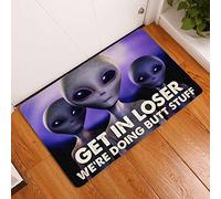 Door Mat Indoor Entrance Print Welcome Funny Doormat 3D Aliens Portrait Get in Loser We're Doing Butt Stuff Doormat Home Decor Home Decor Housewarming Gift