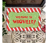 Door Mat Indoor Entrance Print Welcome Funny Doormat Welcome to Whoville Red and White Stripes Pattern Doormat Home Decor Home Decor Housewarming Gift
