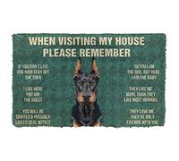 Door Mat Indoor Front PLEASE REMEMBER DOBERMAN PINSCHER DOG'S HOUSE RULES DOORMAT Warm House Gift Welcome Mat Birthday Gift Funny Gift Gift For Doberman Dog Lover Home Room Decor Decoration Gifts