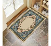 Door Mat Indoor Outdoor 80 X 120 cm Arabesque Floral Pattern Entrance Floor Mats Indian Miniature Painting Style Non-Slip Doormats Washable Low Profile Floor Rug For Front Door Kitchen Bedroom