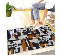 Door Mat, Indoor Washable Low Profile Distressed Door Matt for Front and Back Door inside Large Dirt Trapper Mats Entryway Patio Door Matt, 50 x 80 cm, Brown Beige