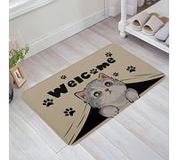 Door Mat Indoor Welcome Funny Doormat Welcome Cute Cat And Paw Vintage Backgroundnon-Slip Entrance Doormat For Home Decor Housewarming Gift 50x80cm
