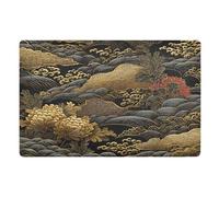 Door Mat, Japanese Waves and Clouds Anti-Slip Shoe Mat, Outdoor Entrance Front Doormat, Easy to Clean- Entryway Rug, for Garden Home Patio Porch 32x20 In