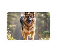 Door Mat Low Profile Welcome Mats No-Slip Entrance Rugs Washable Front Door Mat Running german shepherd dog Doormat Floor Mats Bathroom Rugs Indoor Outdoor Doormat for Hallway Home Office 80 x 49 cm
