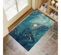 Door Mat Marble Swirl Wave Doormats for Indoor, 40x60cm Non-slip Dirt Trapper Abstract Entrance Rug, Machine Washable Soft Doormats for Kitchen Bathroom Bedroom,Teal