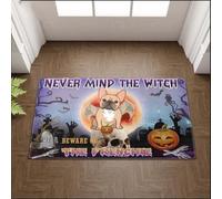 Door Mat Never Mind The Witch Beware Of The Frenchie Funny Halloween Doormat