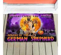 Door Mat Never Mind The Witch Beware Of The German Shepherd Halloween Funny Doormat
