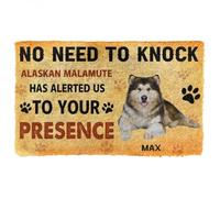 Door Mat No Need To Knock Alaskan Malamute Dog Custom Name Doormat