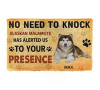 Door Mat No Need To Knock Alaskan Malamute Dog Custom Name Doormat