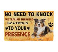 Door Mat No Need To Knock Australian Shepherd Dog Custom Name Doormat Welcome Mat House Warming Gift