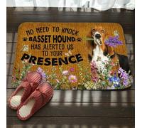 Door Mat No Need To Knock Basset Hound Alerted Printed Doormat