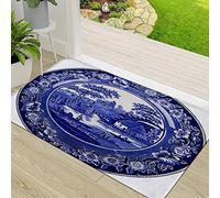 Door Mat,Non-slip Barrier Mats for Indoor and Outdoor,Blue Delft History Very Old Dutch Plate Food Drink Vintage Porcelain Pottery Whit,Absorbent Entrance Rug Machine Washable Floor Mat Carpet 50x80cm
