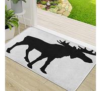 Door Mat,Non-slip Barrier Mats for Indoor and Outdoor,Canada Silhouette Moose on Hunting Alaska Bull Outline Horn,Absorbent Entrance Rug Machine Washable Floor Mat Carpet 50x80cm