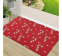 Door Mat,Non-slip Barrier Mats for Indoor and Outdoor,Chrimas Red and Cream rs of Candy Canes on Polka Dot Chocolate Advent Baking,Absorbent Entrance Rug Machine Washable Floor Mat Carpet 50x80cm