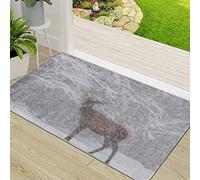 Door Mat,Non-slip Barrier Mats for Indoor and Outdoor,Let It Snow Covered Red Deer Stag Cervus Elaphus with Great rns Stands Sideways,Absorbent Entrance Rug Machine Washable Floor Mat Carpet 50x80cm