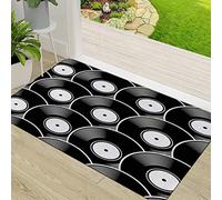 Door Mat,Non-slip Barrier Mats for Indoor and Outdoor,o Retro Music Vintage Texture Plate Vinyl Record Pop Album Digital Disc Disco Dj,Absorbent Entrance Rug Machine Washable Floor Mat Carpet 50x80cm