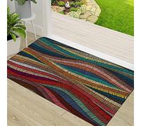 Door Mat,Non-slip Barrier Mats for Indoor and Outdoor,rful Pattern Fantasy Wavy Curve Texture Drawn Line Vintage Tribal Wave Folk Moder,Absorbent Entrance Rug Machine Washable Floor Mat Carpet 50x80cm