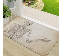 Door Mat,Non-slip Barrier Mats for Indoor and Outdoor,Vintage Human Skeleton Posing Over Old Anatomy Body Bones,Absorbent Entrance Rug Machine Washable Floor Mat Carpet 50x80cm