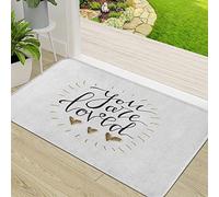 Door Mat,Non-slip Barrier Mats for Indoor and Outdoor,You are Loved Swift Strokes and Heart Motifs in Yellow Golden Tone Love Theme Faw,Absorbent Entrance Rug Machine Washable Floor Mat Carpet 50x80cm