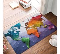 Door Mat Non-Slip Front Door Mat Welcome Mats Color World map Doormat Washable Carpet Entryway Floor Mat Area Rug Indoor Doormat Absorbent Bath Mat for Bedroom Bathroom Kitchen 16''x 24''