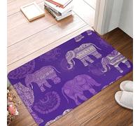 Door Mat Non-Slip Welcome Mats Purple Elephant Doormat Washable Front Door Mat for Entrance Flannel Soft Rugs Absorbent Doormat Indoor Outdoor Entrance Mats for Bedroom Kitchen Porch 16''x 24''