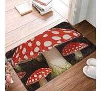 Door Mat Non-Slip Welcome Mats Washable Front Door Mat Red White Mushroom Doormat Kitchen Rugs for Entryway Absorbent Doormat Indoor Outdoor Entrance Mats for Bedroom Kitchen Porch 60 x 40cm