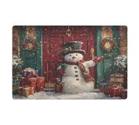 Door Mat, Pattern Print Cute Snowman Anti-Slip Shoe Mat, Outdoor Entrance Front Doormat, Easy to Clean- Entryway Rug, for Garden Home Patio Porch 32x20 In