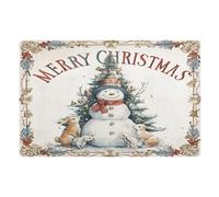 Door Mat, Patttern Cute Snowman Anti-Slip Shoe Mat, Outdoor Entrance Front Doormat, Easy to Clean- Entryway Rug, for Garden Home Patio Porch 32x20 In