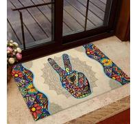 Door Mat Peace Hippie Colorful Mandala Doormat
