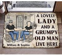Door Mat Personalized A Loving Man And Happy Lady Live Here Custom Entrance Door Mats Washable Absorbent Floor Mat For Bedroom Hallway Front Back Door 40X60Cm
