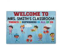 Door Mat Personalized Back To School Ideas Teacher There's a superhero in all of Custom Classroom Doormat