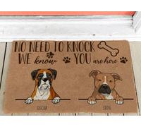 Door Mat Personalized Cute Dog, No Need To Knock We Know You Are Here Gift For Dog Lover Doormat