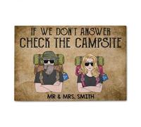 Door Mat Personalized Gifts For Camping Buddies, If we don't answer check the campsite Custom Doormat