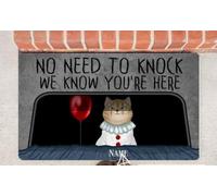 Door Mat Personalized Horror Cat No Need To Knock We Know You're Here Doormat