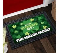 Door Mat Personalized Lucky Shamrocks Doormat