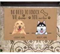Door Mat Personalized name dogs no need to knock we know you are here doormat