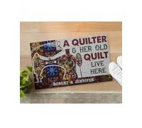 Door Mat Personalized Quilting Quilter Old Quilt Live Here Funny Doormat