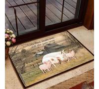 Door Mat Pig Live like someone left the gate open doormat