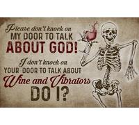 Door Mat Please Don’T Knock On My Door To Talk About God Funny Skull Ground Mat Washable Soft Welcome Doormat, For Bathtub, Toilet, Bedroom, 40x60cm