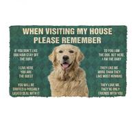 Door Mat PLEASE REMEMBER GOLDEN RETRIEVER DOG'S HOUSE RULES DOORMAT